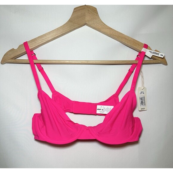 AERIE SMOOTHEZ Sheer Unlined Underwired Full Coverage Hot Pink Bra 36B NWT - Picture 1 of 5